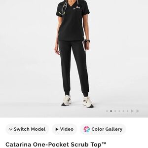 Figs Women's Catarina Black Scrub Top